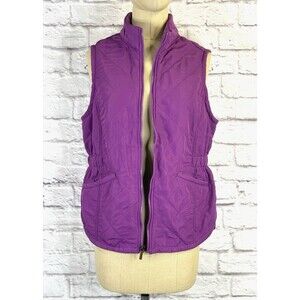 Bit & Bridle Equestrian‎ Quilted Puffer Vest Purple Fleece Lined Zip Up SMALL